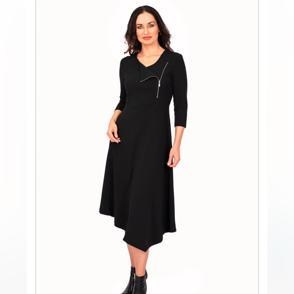 SCAPA Lauren Perre Zip Black Oversized Cowl Neck Dress L - Picture 4 of 7